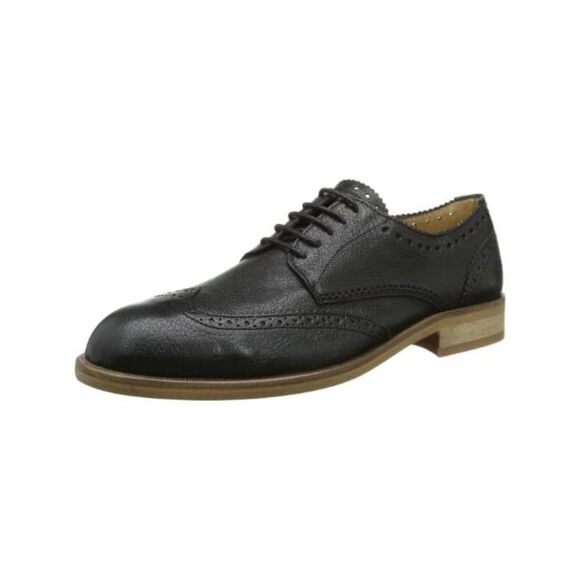 HUDSON Other - HUDSON Mens Black Wingtip Payne Round Toe Block Heel Leather Oxford Shoes 42